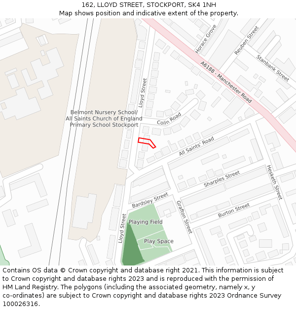162, LLOYD STREET, STOCKPORT, SK4 1NH: Location map and indicative extent of plot
