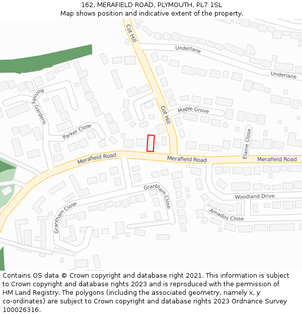 162, MERAFIELD ROAD, PLYMOUTH, PL7 1SL: Location map and indicative extent of plot
