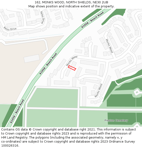 162, MONKS WOOD, NORTH SHIELDS, NE30 2UB: Location map and indicative extent of plot