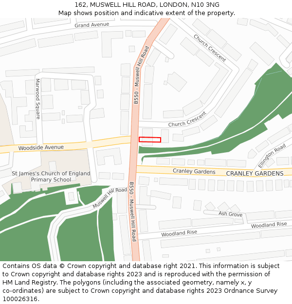 162, MUSWELL HILL ROAD, LONDON, N10 3NG: Location map and indicative extent of plot