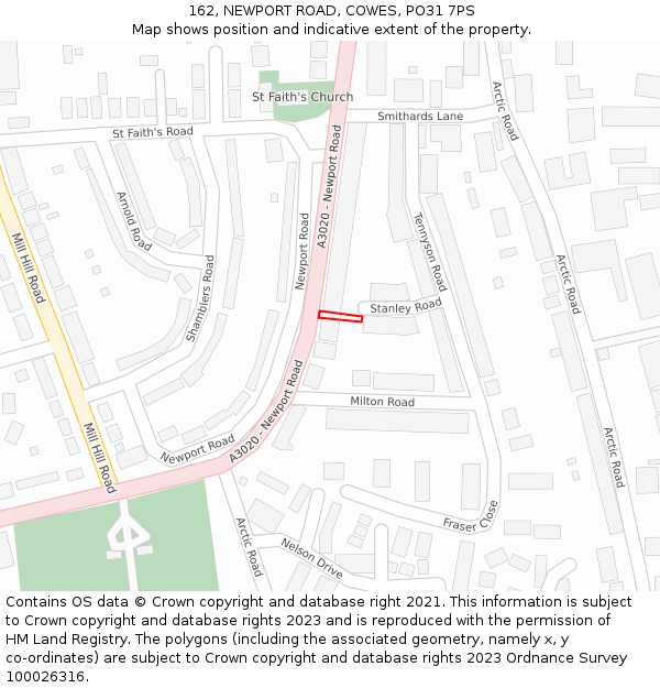 162, NEWPORT ROAD, COWES, PO31 7PS: Location map and indicative extent of plot