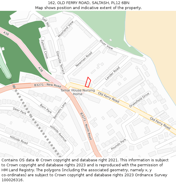 162, OLD FERRY ROAD, SALTASH, PL12 6BN: Location map and indicative extent of plot