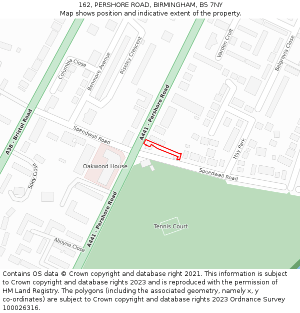 162, PERSHORE ROAD, BIRMINGHAM, B5 7NY: Location map and indicative extent of plot
