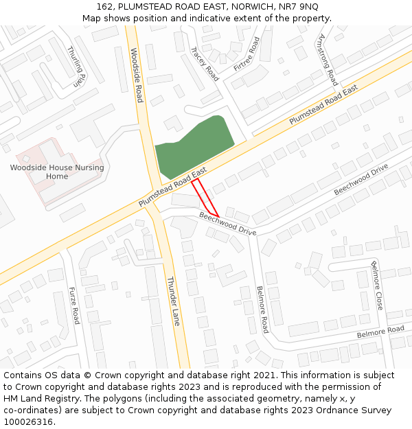 162, PLUMSTEAD ROAD EAST, NORWICH, NR7 9NQ: Location map and indicative extent of plot