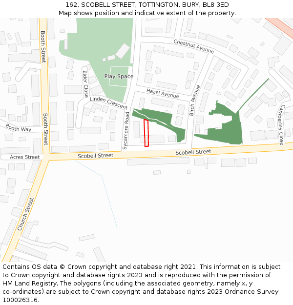 162, SCOBELL STREET, TOTTINGTON, BURY, BL8 3ED: Location map and indicative extent of plot
