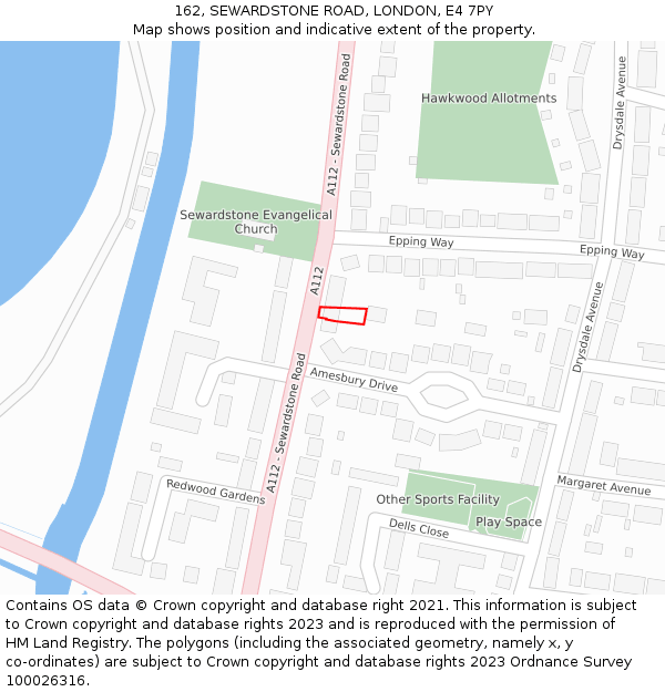 162, SEWARDSTONE ROAD, LONDON, E4 7PY: Location map and indicative extent of plot