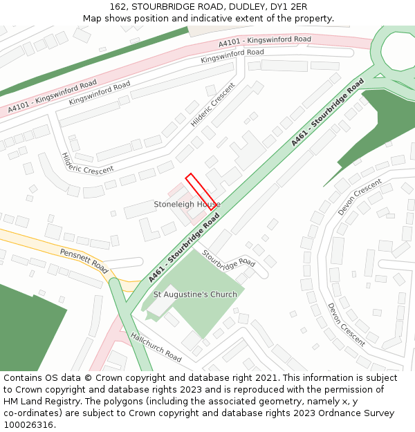 162, STOURBRIDGE ROAD, DUDLEY, DY1 2ER: Location map and indicative extent of plot