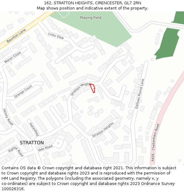 162, STRATTON HEIGHTS, CIRENCESTER, GL7 2RN: Location map and indicative extent of plot