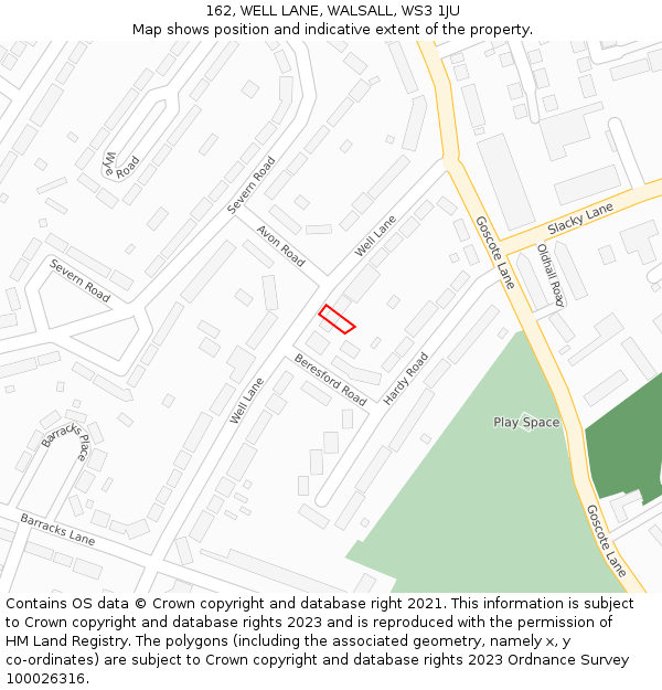 162, WELL LANE, WALSALL, WS3 1JU: Location map and indicative extent of plot