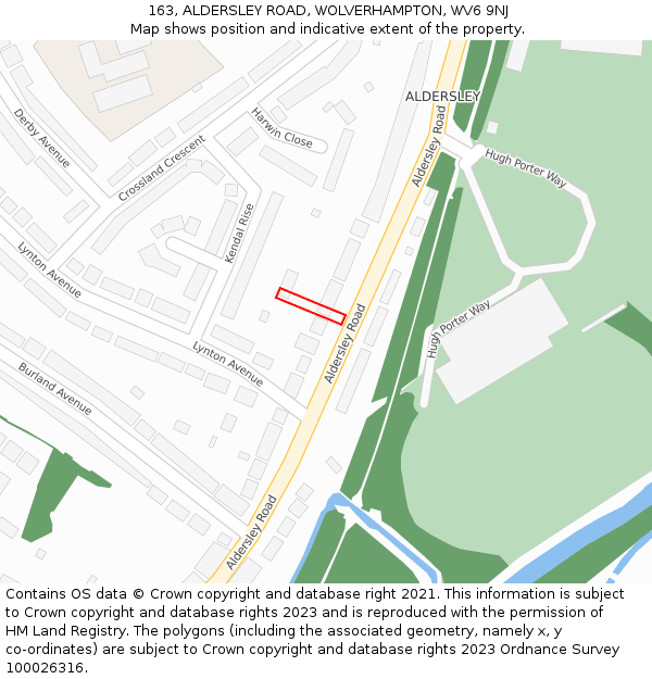 163, ALDERSLEY ROAD, WOLVERHAMPTON, WV6 9NJ: Location map and indicative extent of plot