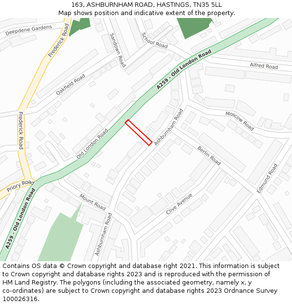 163, ASHBURNHAM ROAD, HASTINGS, TN35 5LL: Location map and indicative extent of plot