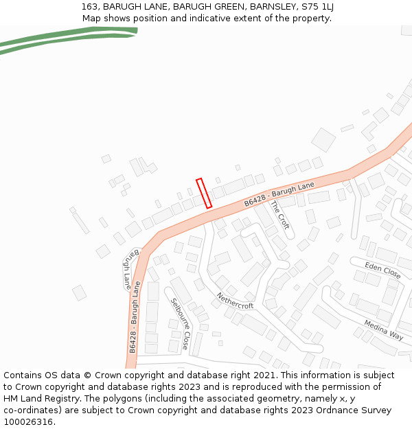 163, BARUGH LANE, BARUGH GREEN, BARNSLEY, S75 1LJ: Location map and indicative extent of plot