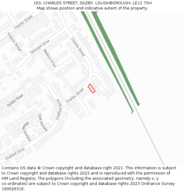 163, CHARLES STREET, SILEBY, LOUGHBOROUGH, LE12 7SH: Location map and indicative extent of plot