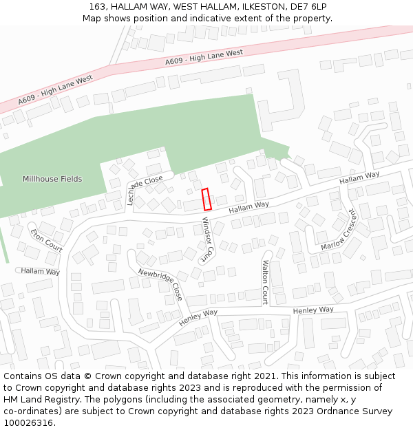 163, HALLAM WAY, WEST HALLAM, ILKESTON, DE7 6LP: Location map and indicative extent of plot