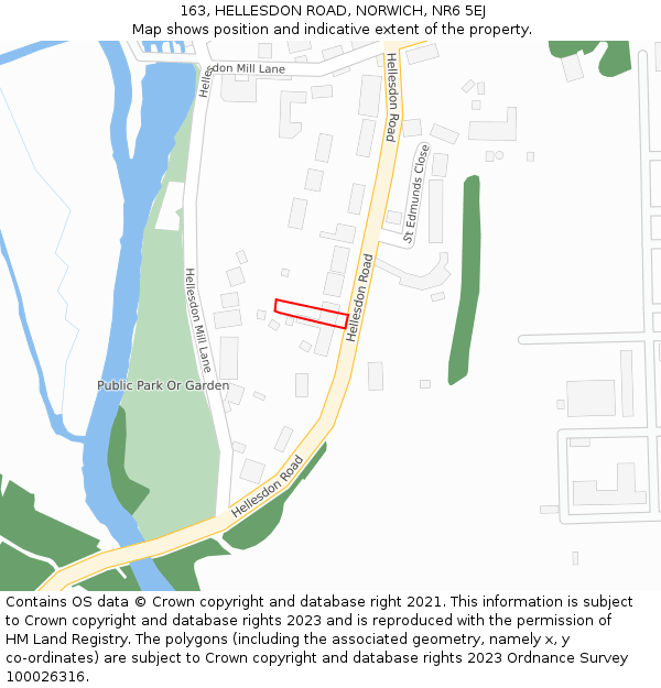 163, HELLESDON ROAD, NORWICH, NR6 5EJ: Location map and indicative extent of plot