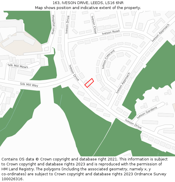 163, IVESON DRIVE, LEEDS, LS16 6NR: Location map and indicative extent of plot
