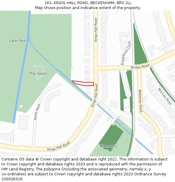 163, KINGS HALL ROAD, BECKENHAM, BR3 1LL: Location map and indicative extent of plot