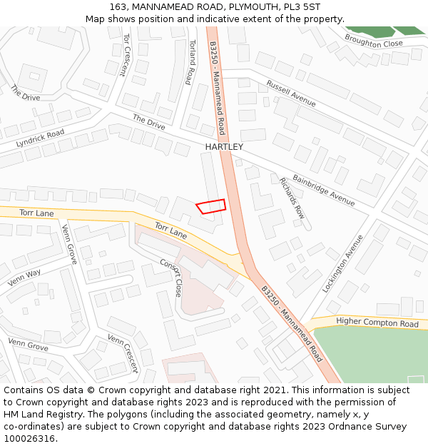 163, MANNAMEAD ROAD, PLYMOUTH, PL3 5ST: Location map and indicative extent of plot