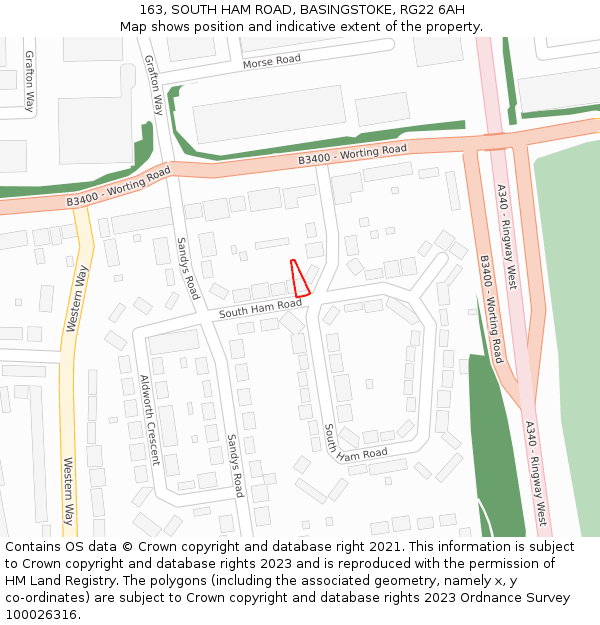 163, SOUTH HAM ROAD, BASINGSTOKE, RG22 6AH: Location map and indicative extent of plot