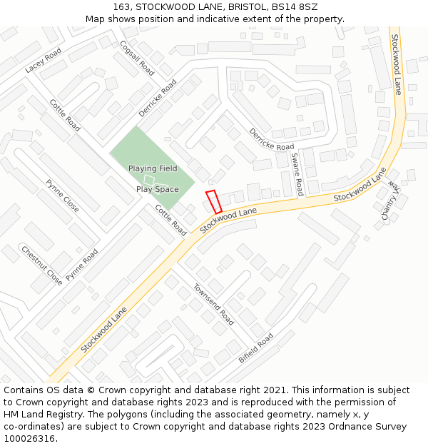 163, STOCKWOOD LANE, BRISTOL, BS14 8SZ: Location map and indicative extent of plot