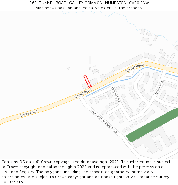 163, TUNNEL ROAD, GALLEY COMMON, NUNEATON, CV10 9NW: Location map and indicative extent of plot