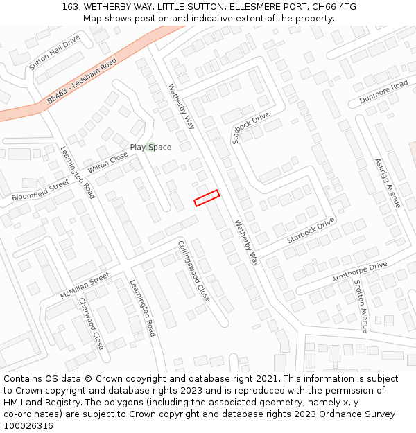 163, WETHERBY WAY, LITTLE SUTTON, ELLESMERE PORT, CH66 4TG: Location map and indicative extent of plot