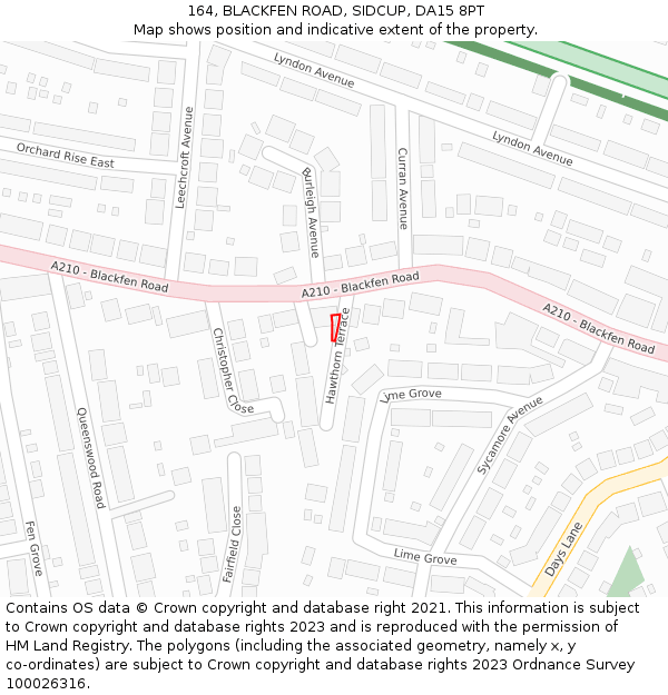 164, BLACKFEN ROAD, SIDCUP, DA15 8PT: Location map and indicative extent of plot