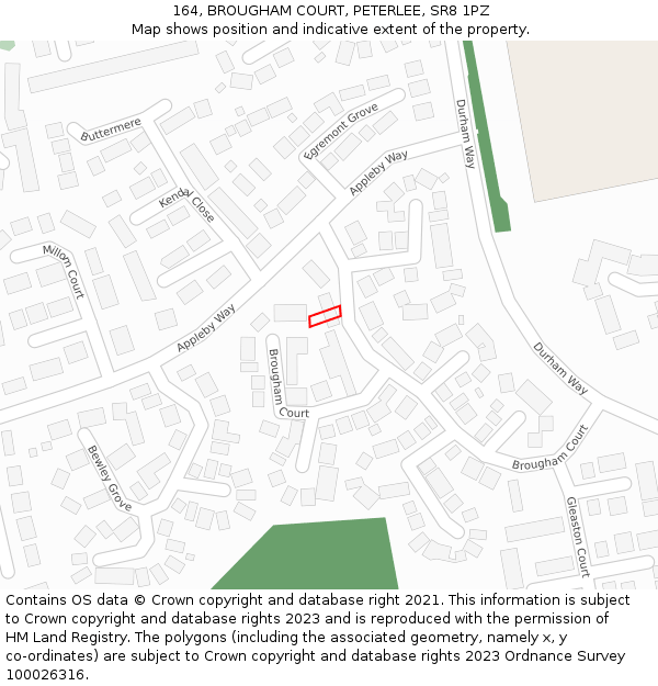 164, BROUGHAM COURT, PETERLEE, SR8 1PZ: Location map and indicative extent of plot