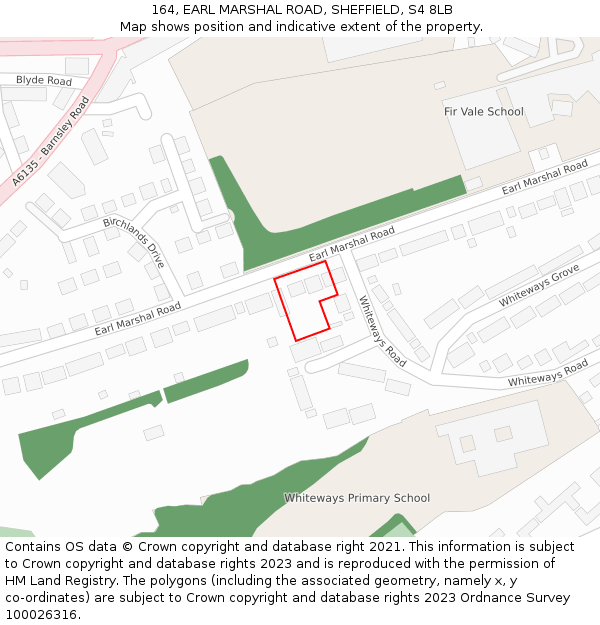164, EARL MARSHAL ROAD, SHEFFIELD, S4 8LB: Location map and indicative extent of plot