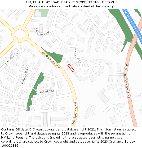 164, ELLAN HAY ROAD, BRADLEY STOKE, BRISTOL, BS32 0HF: Location map and indicative extent of plot