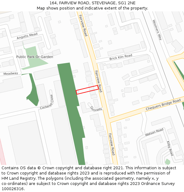 164, FAIRVIEW ROAD, STEVENAGE, SG1 2NE: Location map and indicative extent of plot