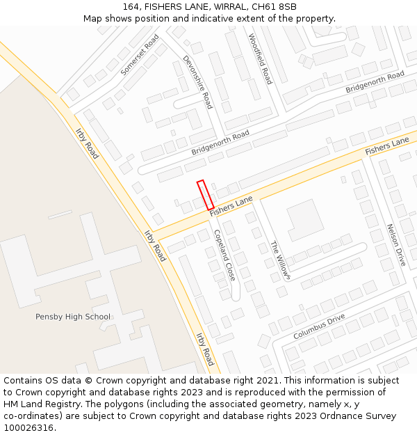 164, FISHERS LANE, WIRRAL, CH61 8SB: Location map and indicative extent of plot