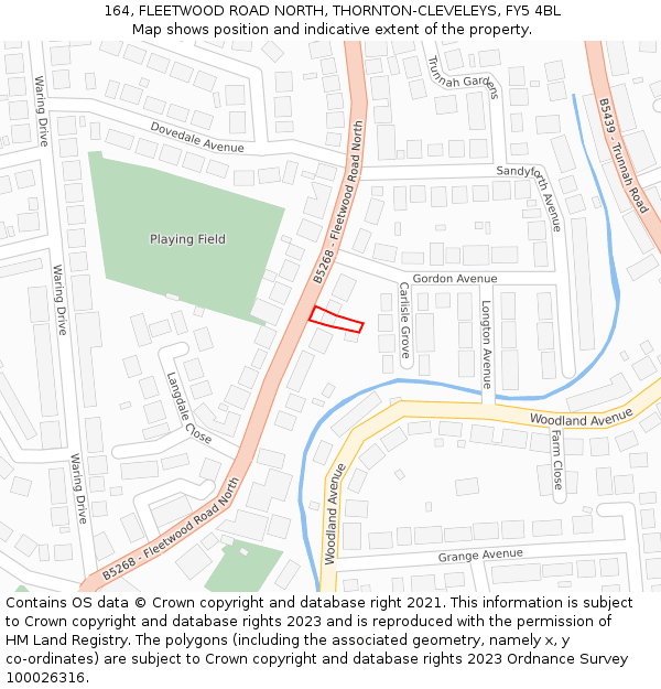 164, FLEETWOOD ROAD NORTH, THORNTON-CLEVELEYS, FY5 4BL: Location map and indicative extent of plot