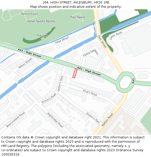 164, HIGH STREET, AYLESBURY, HP20 1RE: Location map and indicative extent of plot