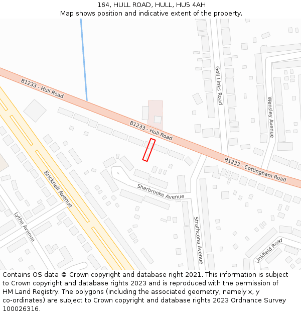 164, HULL ROAD, HULL, HU5 4AH: Location map and indicative extent of plot