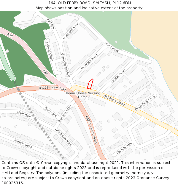 164, OLD FERRY ROAD, SALTASH, PL12 6BN: Location map and indicative extent of plot