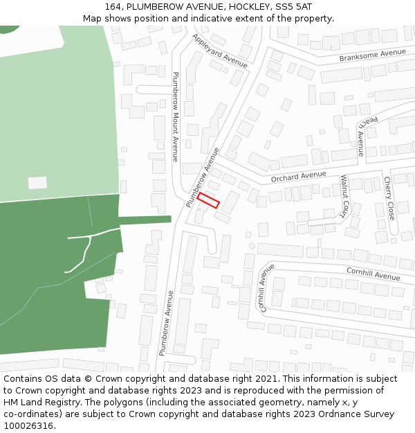 164, PLUMBEROW AVENUE, HOCKLEY, SS5 5AT: Location map and indicative extent of plot