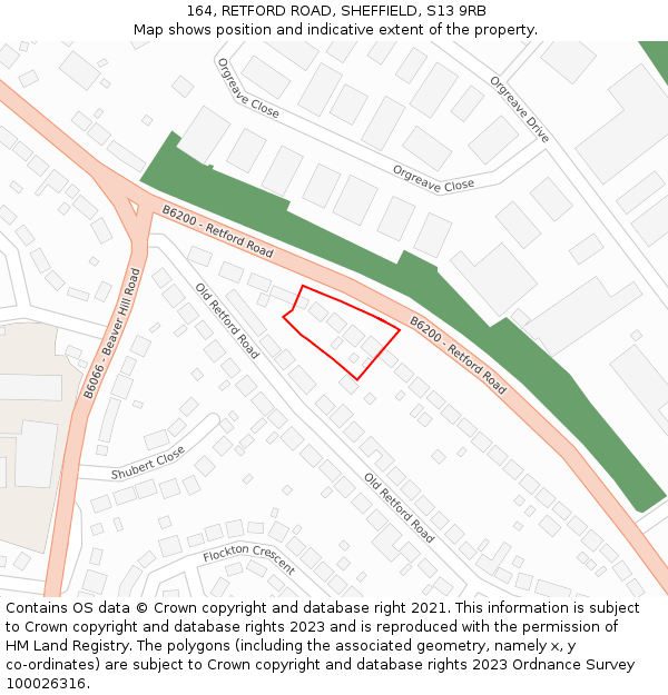 164, RETFORD ROAD, SHEFFIELD, S13 9RB: Location map and indicative extent of plot