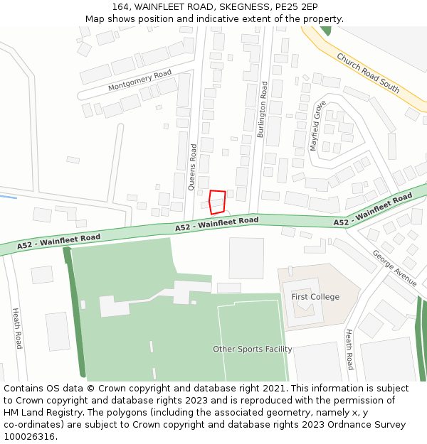 164, WAINFLEET ROAD, SKEGNESS, PE25 2EP: Location map and indicative extent of plot
