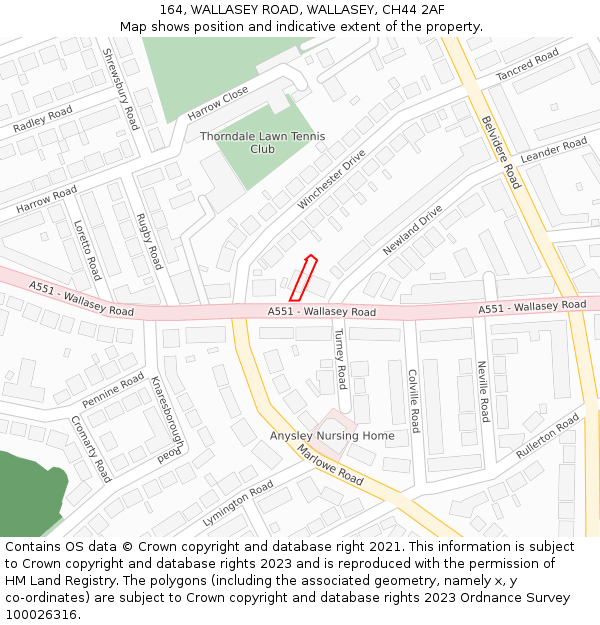 164, WALLASEY ROAD, WALLASEY, CH44 2AF: Location map and indicative extent of plot