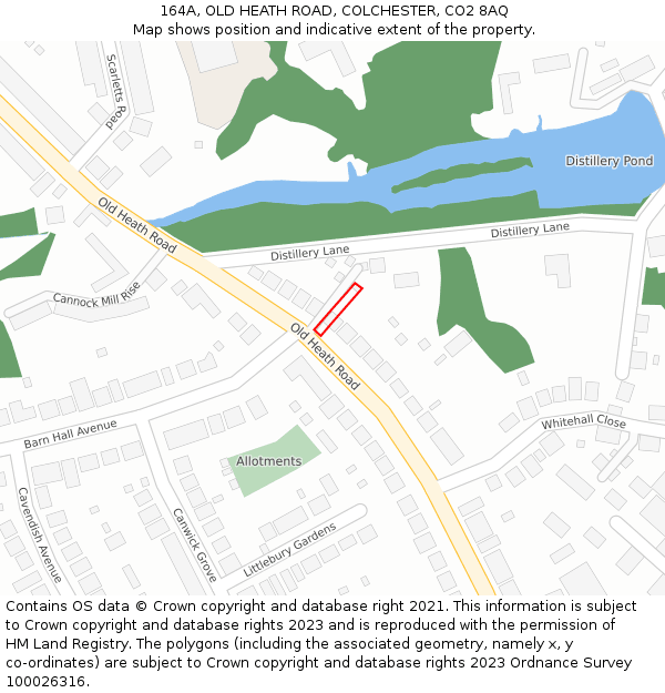 164A, OLD HEATH ROAD, COLCHESTER, CO2 8AQ: Location map and indicative extent of plot