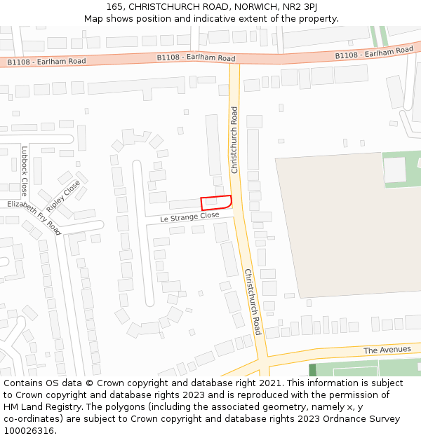 165, CHRISTCHURCH ROAD, NORWICH, NR2 3PJ: Location map and indicative extent of plot