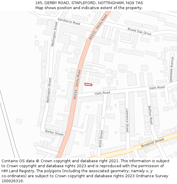 165, DERBY ROAD, STAPLEFORD, NOTTINGHAM, NG9 7AS: Location map and indicative extent of plot
