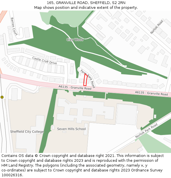 165, GRANVILLE ROAD, SHEFFIELD, S2 2RN: Location map and indicative extent of plot