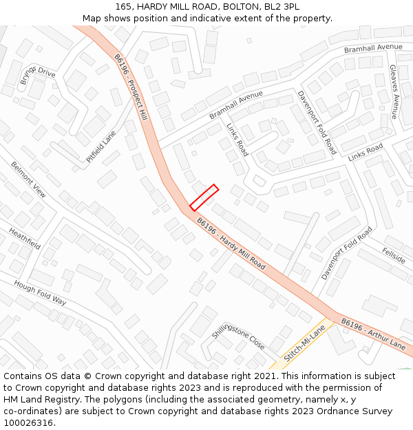 165, HARDY MILL ROAD, BOLTON, BL2 3PL: Location map and indicative extent of plot
