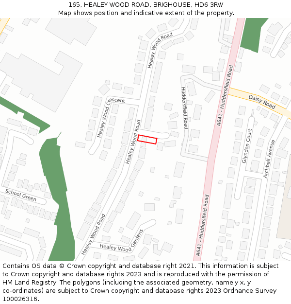 165, HEALEY WOOD ROAD, BRIGHOUSE, HD6 3RW: Location map and indicative extent of plot
