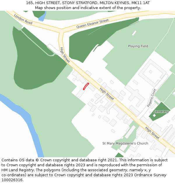 165, HIGH STREET, STONY STRATFORD, MILTON KEYNES, MK11 1AT: Location map and indicative extent of plot