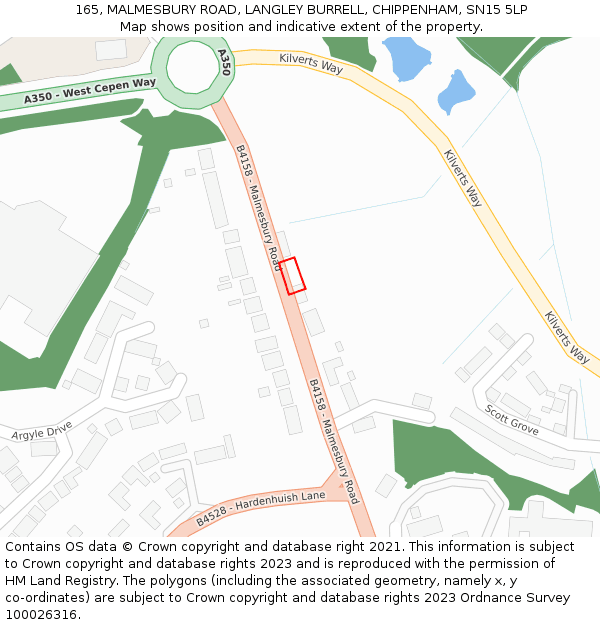 165, MALMESBURY ROAD, LANGLEY BURRELL, CHIPPENHAM, SN15 5LP: Location map and indicative extent of plot