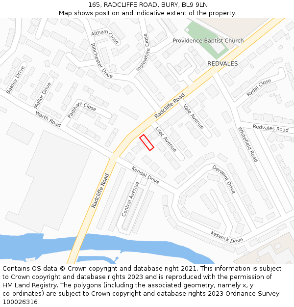 165, RADCLIFFE ROAD, BURY, BL9 9LN: Location map and indicative extent of plot