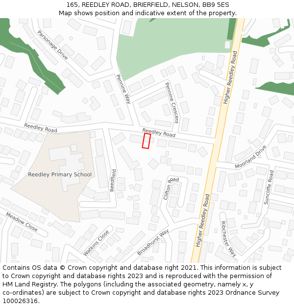 165, REEDLEY ROAD, BRIERFIELD, NELSON, BB9 5ES: Location map and indicative extent of plot